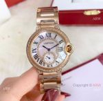 Cartier Ballon Bleu de 36mm Quartz Watches Rose Gold White MOP Dial